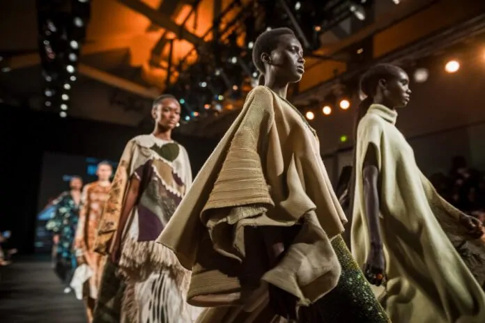 Podium durable à Nairobi Défilé Nairobi Fashion Week avec tenues durables et éclairage de scène