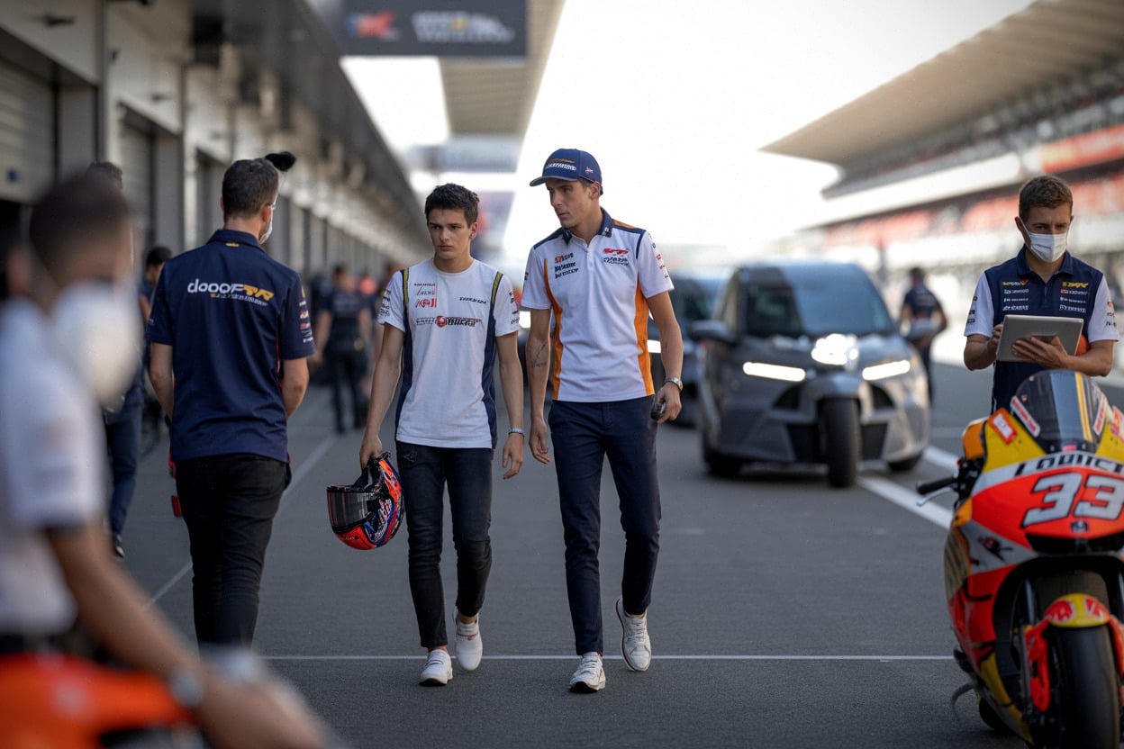 Marc Marquez recadre Maximo Quiles dans le paddock MotoGP