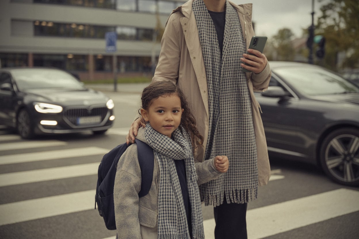 Rentrée, superpositions enfant, écharpe à carreaux et maille confortable
