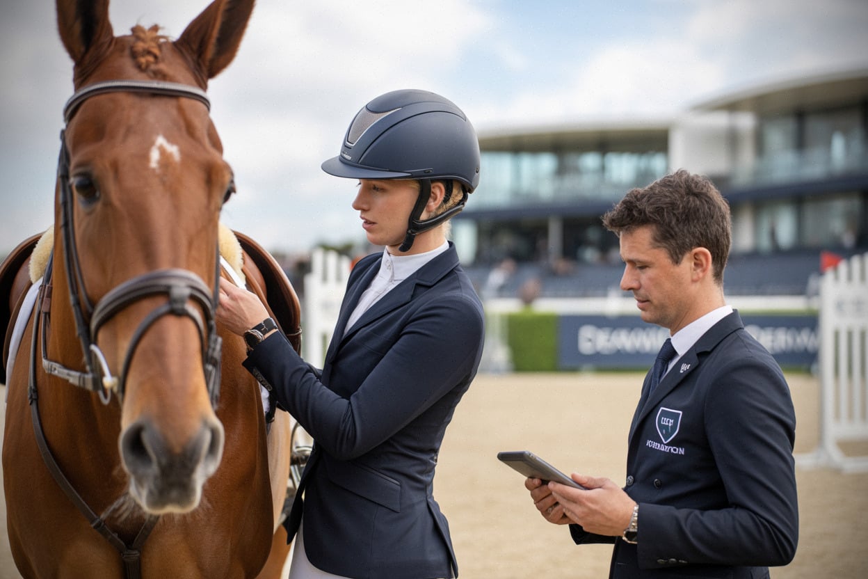 Julien Alvarez au paddock, réglages avant l’épreuve à Deauville