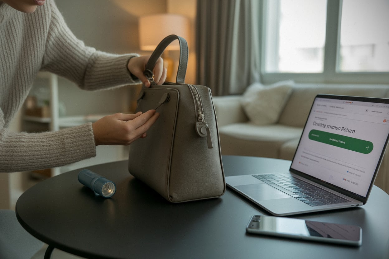 Vérification des coutures et fermetures d’un sac avant usage