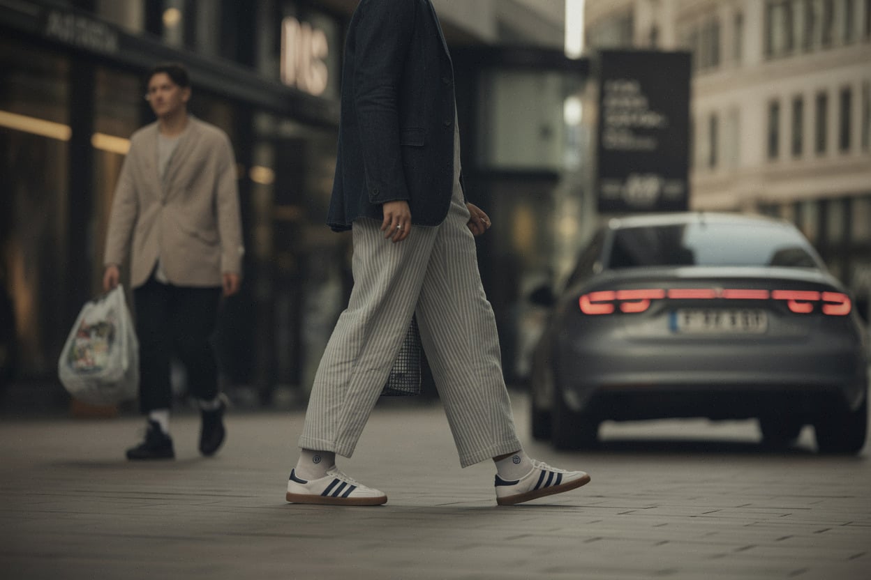 Adidas Samba portées en ville, look streetwear contemporain