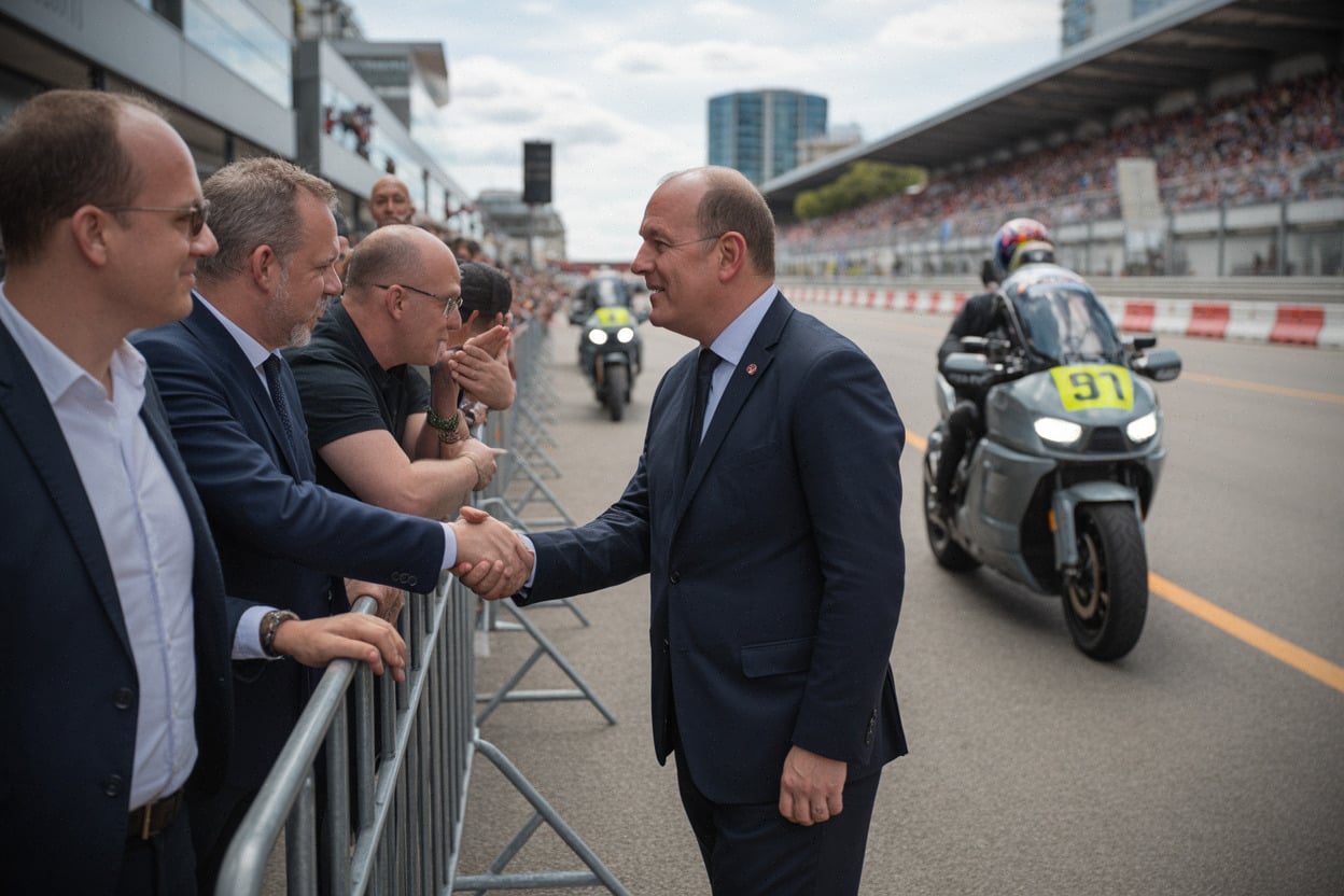 Albert II de Monaco salue des élus au départ à Belfort