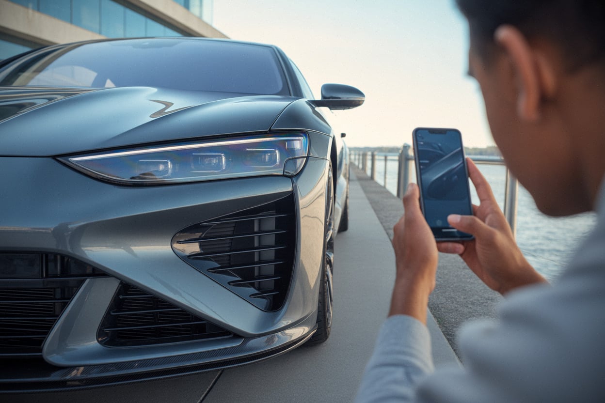 Détails aérodynamiques d’une voiture haut de gamme photographiée à Monaco