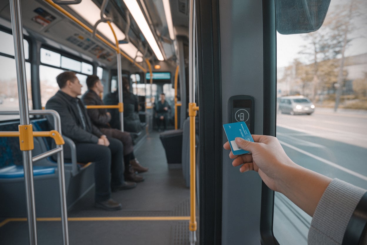 Validation d’un titre de transport à bord du bus 63