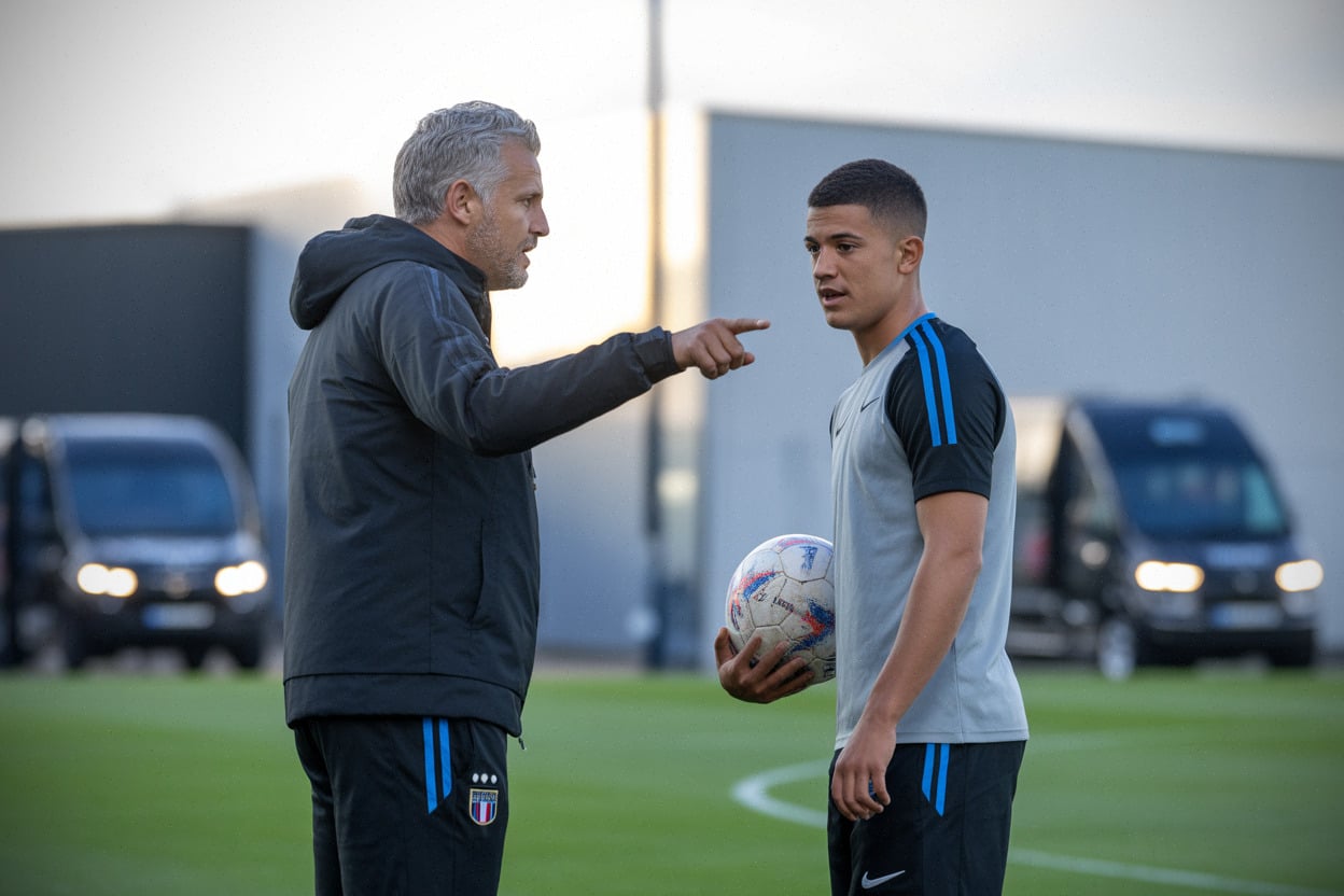 Filipe Luis échange avec Lamine Camara à l’entraînement de Monaco