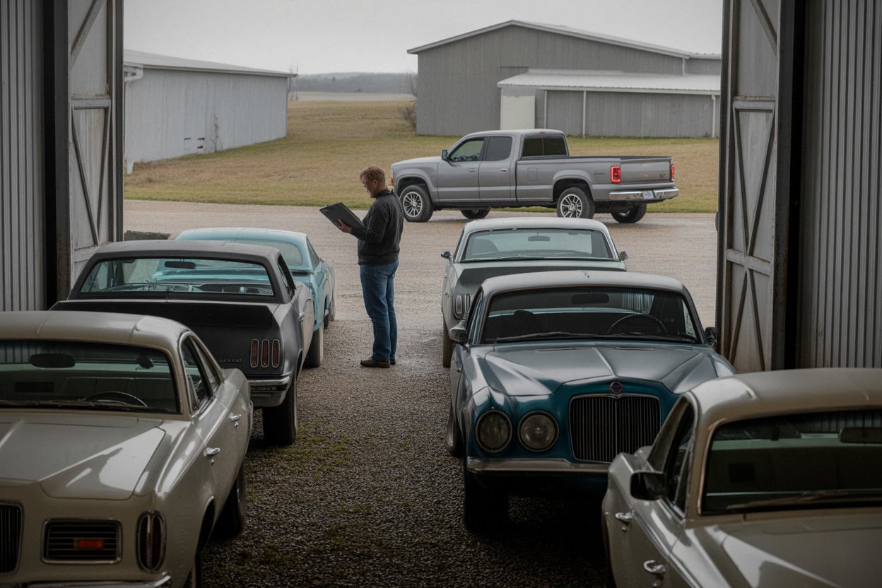 Alignement de classiques américaines, dont des Studebaker liées à l’Indy 500