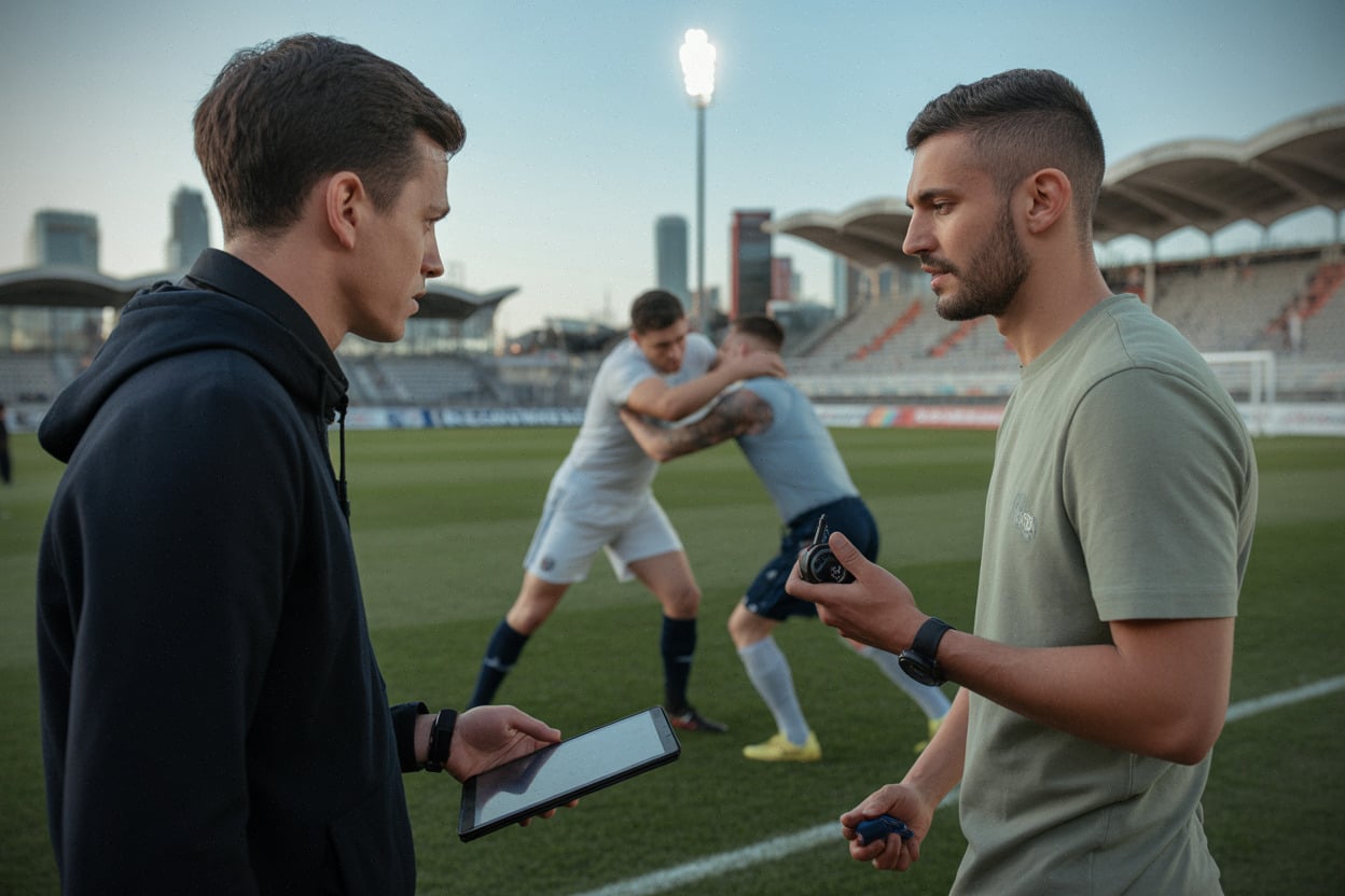 Recruteurs observent un match amical UNFP FC pendant l’intersaison