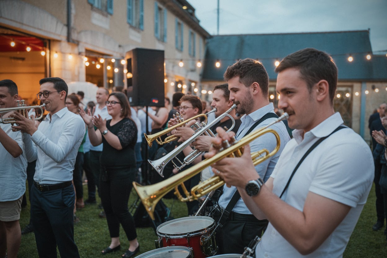 Bandas au bal des pompiers de Remiremont, ambiance festive en soirée
