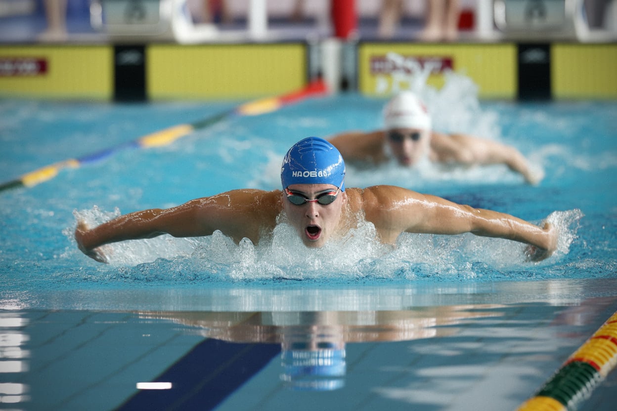 Kristof Milak domine une finale européenne en natation, vue en course