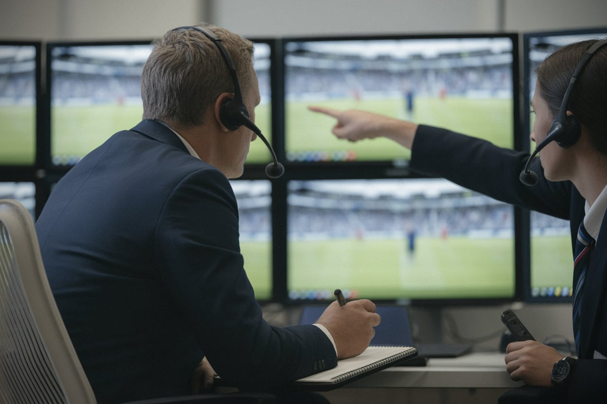 Analyse vidéo et coordination arbitre VAR rugby en salle