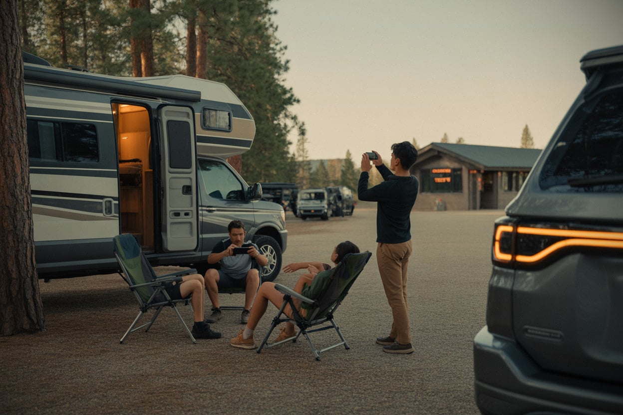 Camping-car près d’un parc américain, étape typique de vanlife