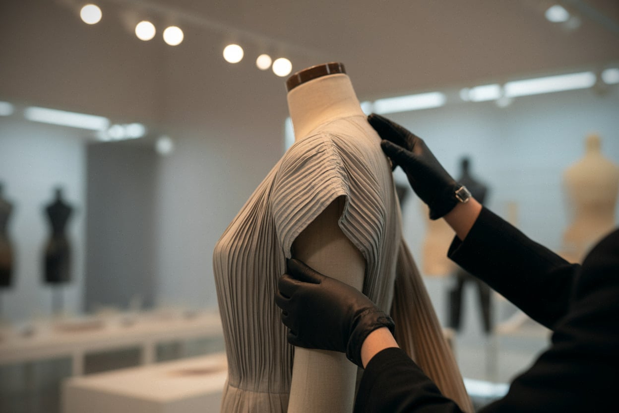 Pièce couture exposée au Mucem, détails de couture et matières