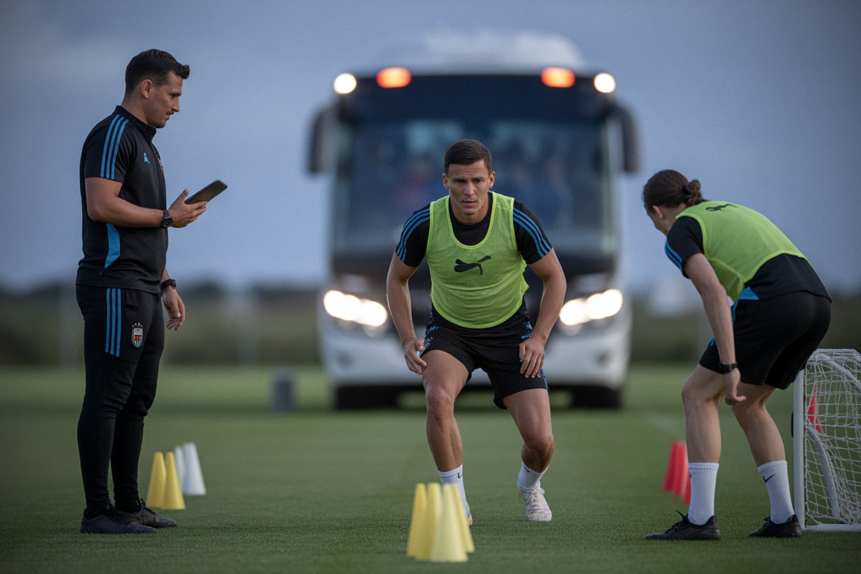 Séance d’entraînement avec rotation et suivi GPS avant un match aller-retour