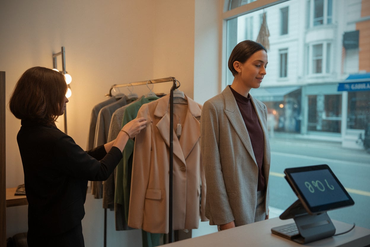 Préparation des tenues dans une boutique locale avant le défilé à Arzon
