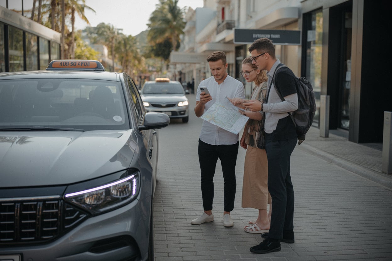 Touristes planifiant leur séjour à La Réunion depuis Saint-Gilles