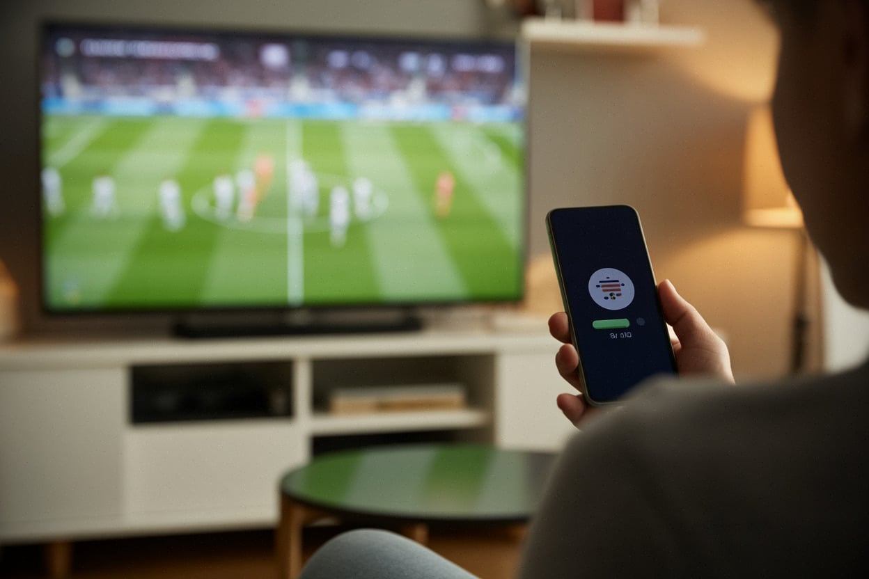 Streaming légal du match sur TV connectée et smartphone à domicile
