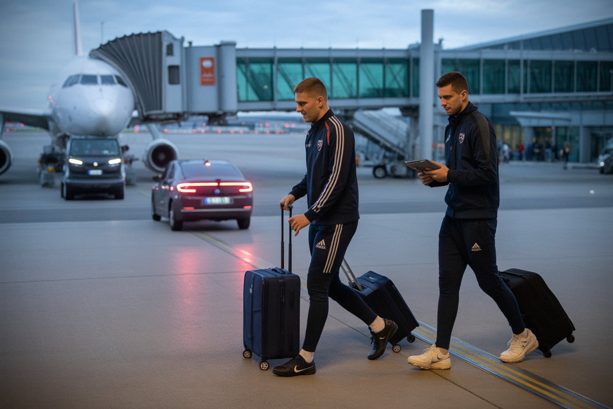 Arrivée de Monaco à Sofia avant le premier match européen