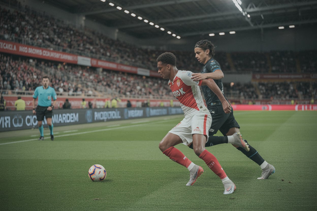 Duel au milieu de terrain lors d’un match Monaco en Ligue 1
