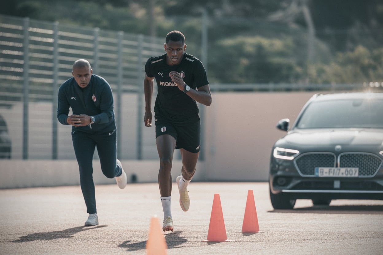 Coulibaly à l’entraînement avec le staff de l’AS Monaco
