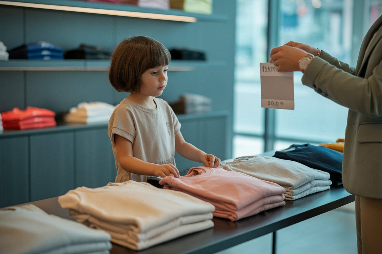 Enfant choisissant des basiques UNIQLO confortables pour la rentrée à l’école