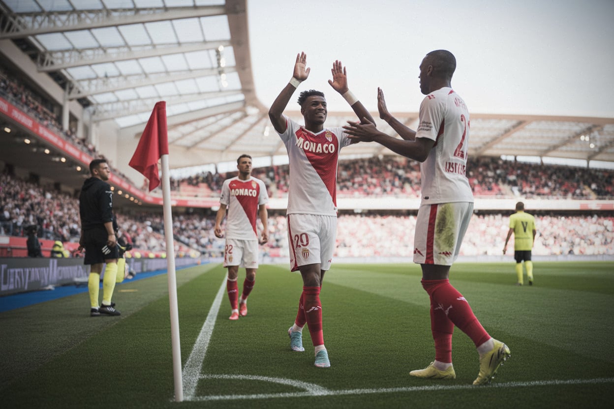 Joueurs de Monaco célébrant un but lors du début de saison