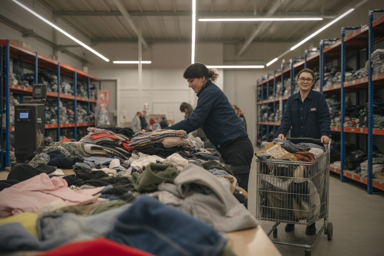 Ressourcerie française : tri de vêtements, dons et stocks saturés