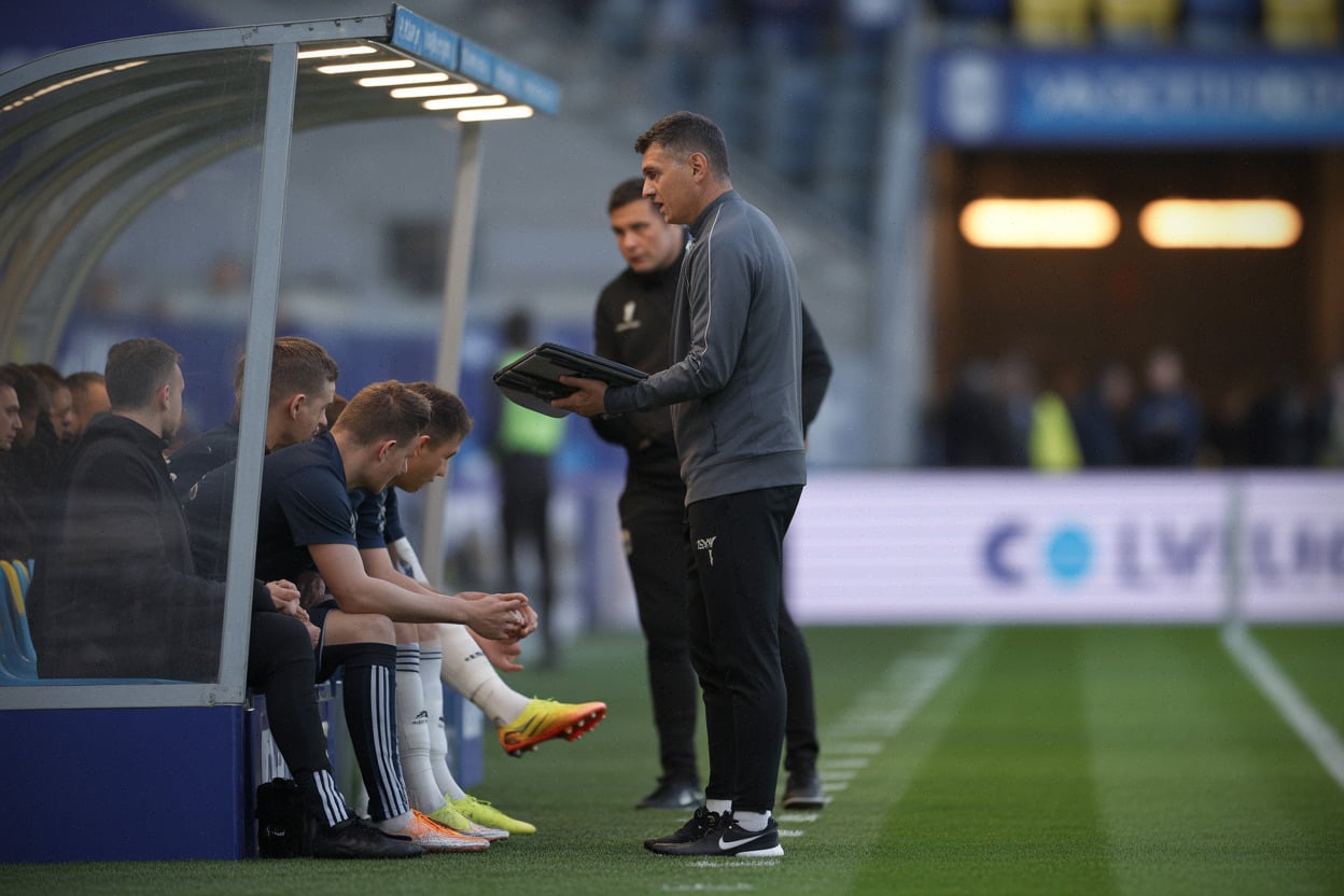 Consignes tactiques sur le banc pendant PSG Monaco